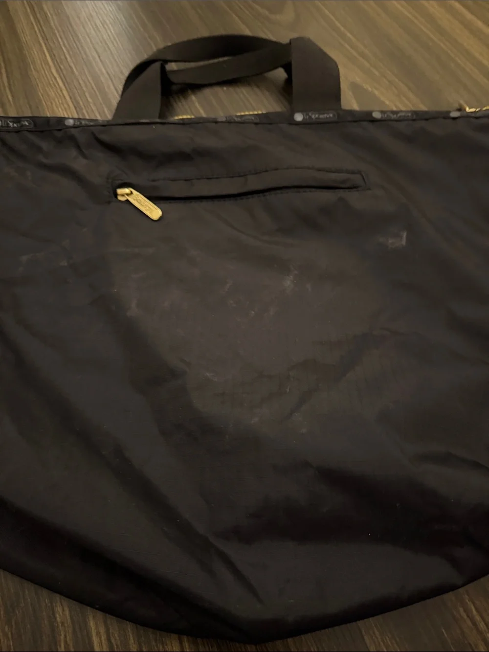 Lesportsac Black Duffel Tote with Gold Hardware